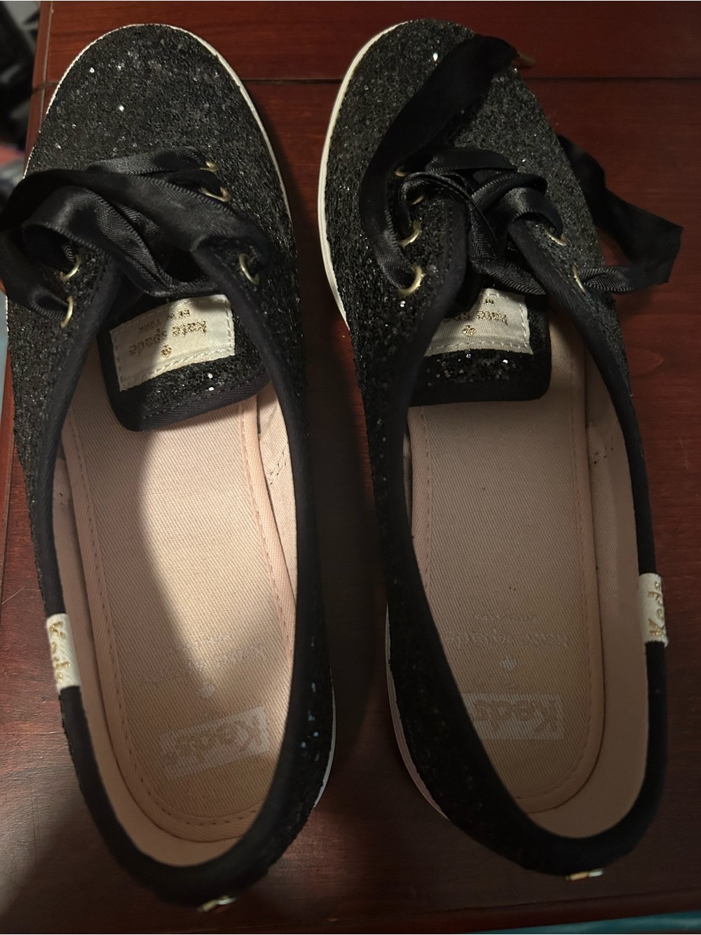 Kate spade with Ked’s Black Glitter Ribbon Lace Ked’s tennis shoes Women's Shoes